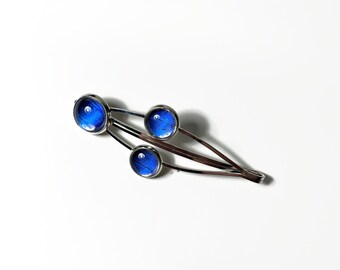 Blue iridescent hair barrette butterfly jewelry unique gifts for her real rhetenor morpho butterfly wing bobby pin clips