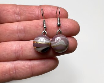 Iridescent dangle earrings, dichroic fused glass jewelry, friends gifts, hypoallergenic, drop statement earrings, unique presents,