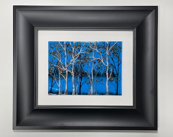 Handcrafted 3D fall birch tree art, fused glass wall panel, textured scenery picture, unique gifts for mom, nature inspired home decor