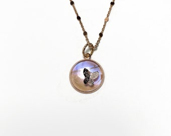 Handmade Butterfly Pendant, Blue Necklace, Real Blue Morpho Jewelry For Her, One-of-a-Kind 3D Jewelry