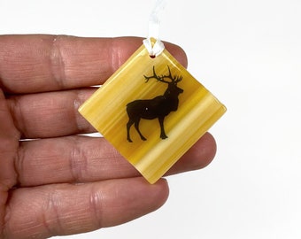 Unique Fused Glass Elk Sun Catcher, Special Keepsake for Mom, Nature Inspired Ornament, Wildlife Window Hanging