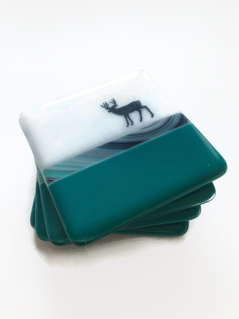 unique gifts for her Best friend gifts Fused Glass mountain themed drink coasters mountain home decor