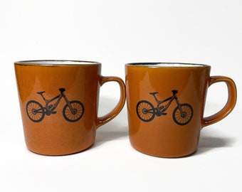 Coffee cups Mountain Bike bike mugs, set of two, bike lover gifts, bike home decor, bike enthusiast gifts