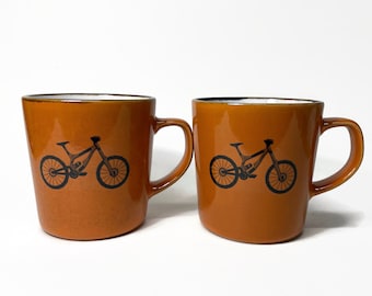 Coffee cups Mountain Bike bike mugs, set of two, bike lover gifts, bike home decor, bike enthusiast gifts