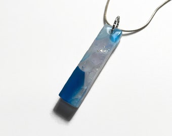 Fused glass blue pendant, dichroic glass necklace, glass jewelry, gifts for her, necklace included