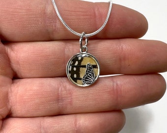 Handcrafted Monarch Butterfly Necklace, One-of-a-Kind Gift Idea, Resin Pendant, Real Wing Jewelry, Nature Inspired Present