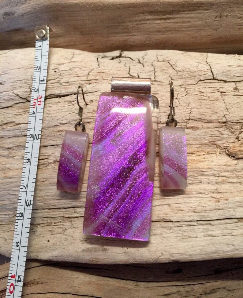 dichroic glass pendant pendant and earring set glass jewelry fused glass jewelry dichroic glass jewelry fused glass jewelry glass