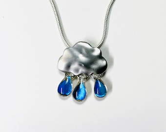 Butterfly Wing Rain Cloud Necklace, Nature Inspired Gift, Handmade Nature Inspired Jewelry, One-of-a-Kind Rhetenor Morpho