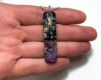 Colourful Iridescent Glass Pendant, Perfect Jewelry for Her, Fused Dichroic Jewelry