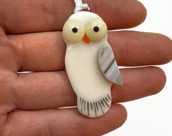 Owl ornament, fused glass ornament, nature home decor, Christmas tree decoration, wildlife ornament, Christmas decor