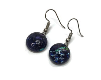 Glass jewelry, unique gifts for mom, dichroic glass earrings, jewelry for her, fused glass earrings, glass earrings, unique jewelry, gifts