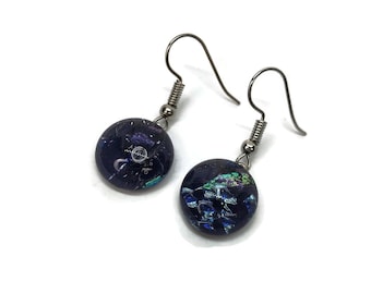 Glass jewelry, unique gifts for mom, dichroic glass earrings, jewelry for her, fused glass earrings, glass earrings, unique jewelry, gifts