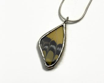 Butterfly wing pendant, real butterfly jewelry, stained glass pendant, nature inspired necklace, gifts for her, unique presents