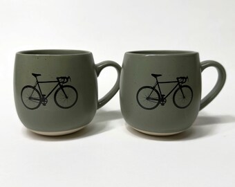 Coffee cups Road Bike, bike mugs, set of two, bike lover gifts, bike home decor, bike enthusiast