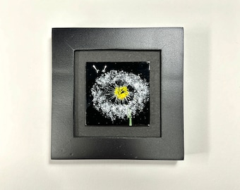 Fused Glass Dandelion Wall Hanging, Realistic Flower Art, Unique Home Decor, Floral Sculpture, Gift for Her