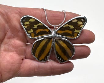 Butterfly Necklace, Real Butterfly jewelry, best friend gifts, glass pendant, stained glass wing, nature inspired present