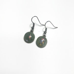 Green dichroic glass iridescent earrings fused glass jewelry, unique gifts for mom, dangle earrings, hypoallergenic