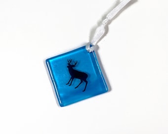 Handmade Deer Ornament, Fused Glass Window Hanging, Unique Home Decor, Wildlife decorations for her