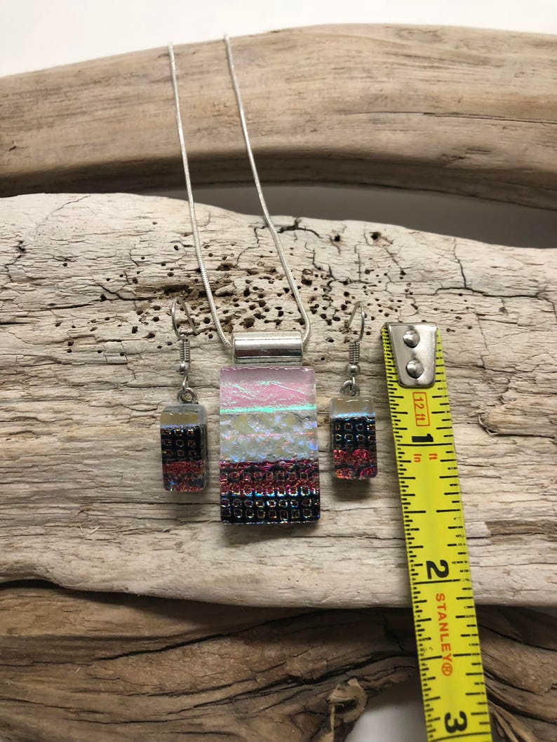 Dichroic glass set glass earrings dichroic glass jewelry glass pendant glass set fused glass set Glass Jewelry glass pendant