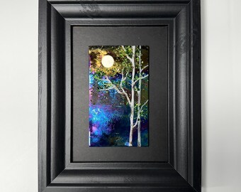 Fused glass birch tree art panel, unique gifts for mom, nature home decor, scenery picture, 3D wall sculpture, housewarming present