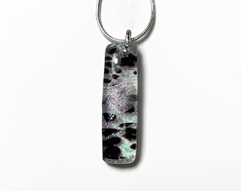 Reflective iridescent dichroic pendant, fused glass jewelry, necklace for mom, chain included