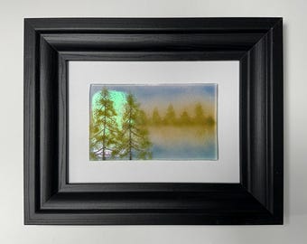 Fused glass birch tree art panel, unique gifts for dad, nature home decor, scenery picture, 3D wall sculpture, housewarming present