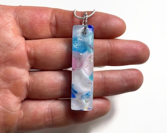 Multicoloured iridescent pendant, fused dichroic glass jewelry, statement pendant, unique gifts for her, chain included