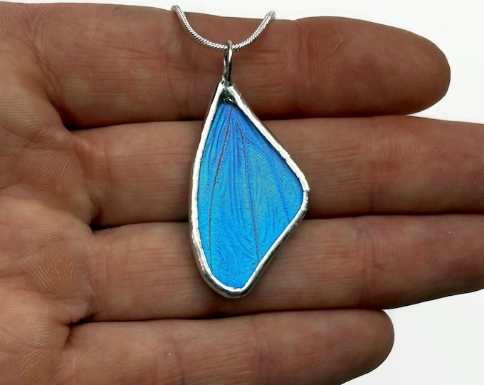 Featured listing image: Butterfly Jewelry, Unique jewelry, butterfly Pendant, butterfly necklace, blue morpho butterfly, insect jewelry, real butterfly wing, gifts
