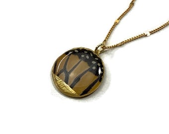 Monarch pendant, real butterfly wing jewelry, unique gifts for her, resin pendant, necklace included