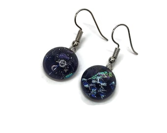 Glass jewelry, unique gifts for mom, dichroic glass earrings, jewelry for her, fused glass earrings, glass earrings, unique jewelry, gifts