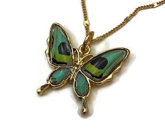Real Butterfly Wing Resin Pendant Necklace, Gifts for her, butterfly Jewelry