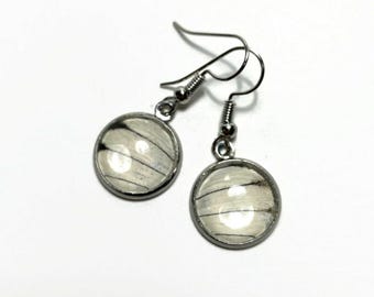 White dangle butterfly earrings real butterfly wing jewelry gifts for mom glass earrings hypoallergenic unique presents