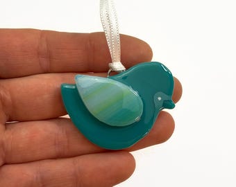 Bird ornament, fused glass ornament, unique gifts for her, nature home decor, Christmas tree decoration, wildlife ornament, Christmas decor