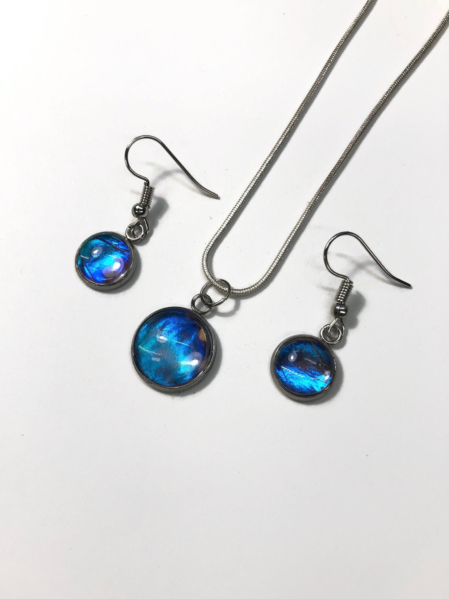 Blue morpho Butterfly wing Jewelry set, unique gifts for her, taxidermy