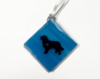 Handcrafted Glass Dog Ornament, Fused Glass Tree Hanging, Animal Christmas Home Decor, Pet decorations for her