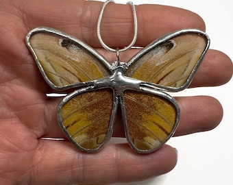 Butterfly Necklace, Real Butterfly jewelry, best friend gifts, glass pendant, stained glass wing, nature inspired present