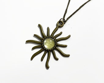 Yellow bronze pendant real butterfly wing jewelry unique gifts for her sunburst necklace luna moth chain included