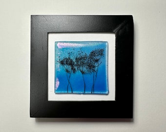 Fused Glass Dandelion Wall Art Hanging, Realistic Flower Picture, Nature Home Decor, Floral Sculpture, Gift for Her