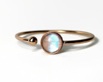 Iridescent blue cuff bracelet, rose gold bangle, real butterfly wing jewelry, sulkowskyi Morpho, gifts for her