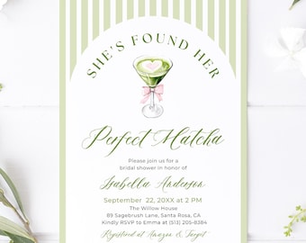 She's Found Her Perfect Matcha Bridal Shower Invitation Template, Editable Sage Green Matcha Bridal Shower Invite, Wedding Shower Invitation