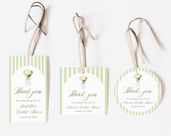 She's Found Her Perfect Matcha Bridal Shower Favor Tag, Editable Sage Green Matcha Thank You Tag, Matcha Martini Pink Bow Shower Gift Tags