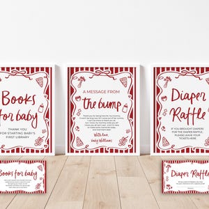 Ciao Bambino Baby Shower Game Bundle, Editable Red Italian Ciao Baby Gender Neutral Special Delivery Hand Drawn Pizza Baby Shower Games TH2