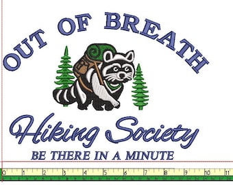 Funny Hiking Crewneck Machine Embroidery File: Raccoon Design (Digital Download, PDF Worksheet Included)