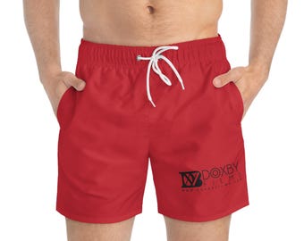 Doxby Films Rote Badehose für Herren - Perfekt für Strandtage, Poolpartys, Sommerferien oder sportliche Aktivitäten, lässige Bademode
