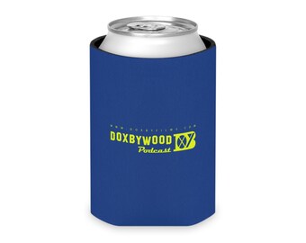 Doxbywood Podcast Can Cooler - Stylish Beverage Hugger for Outdoor Fun, Party Favor, Picnic Accessory, Beach Essential, Gift for Beer Lovers