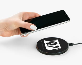 Doxby Films Modern Black Wireless Charger, Sleek Fast Charging Pad, Tech Accessory for Home/Office, Great Gift for Tech Lovers
