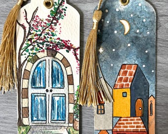 Tags / Separadores de libros pintados con acuarela.