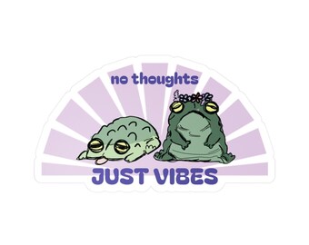 Adesivo rana "No Thoughts Just Vibes": divertente decalcomania sarcastica per laptop