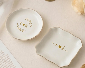 Plato personalizado para anillo de compromiso, plato de cerámica personalizado para joyas, regalo de boda, regalo para parejas, regalo de aniversario