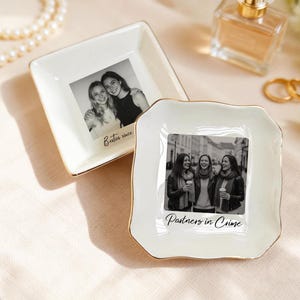 Personalisierte Foto Schmuckschale, benutzerdefinierte Bild Ringschale, einzigartiges beste Freundgeschenk, Keramik Trinket Tablett für beste Freundin, Geschenk für Bestie